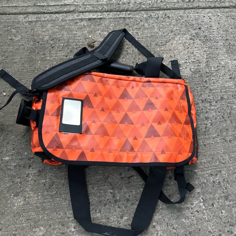 Orange and Black Geometric Messenger Bag